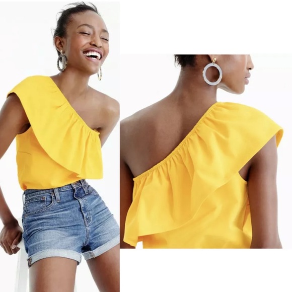 J.crew One-shoulder Ruffle top NWT WHITE Size M Style G7065 - Picture 3 of 6